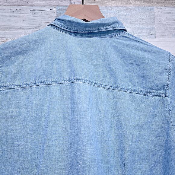 J CREW Signature Fit Chambray Shirt Blue Lovers Lane Cotton Casual Womens Small - Picture 5 of 9
